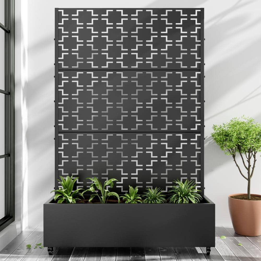 Large 47 in. x 72 in. Black Metal Raised Garden Bed Planter Box with Trellis and Caster price history on PriceWatchPro