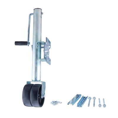 2000 lb. Payload Capacity Side Wind Trailer Jack with Dual Wheels and Horizontal Mounts
