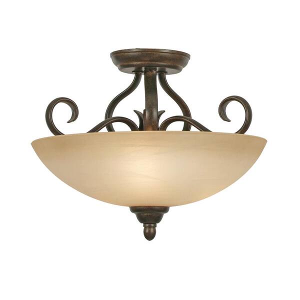 Golden Lighting - Riverton Collection 3-Light Peppercorn Semi-Flush Mount Light