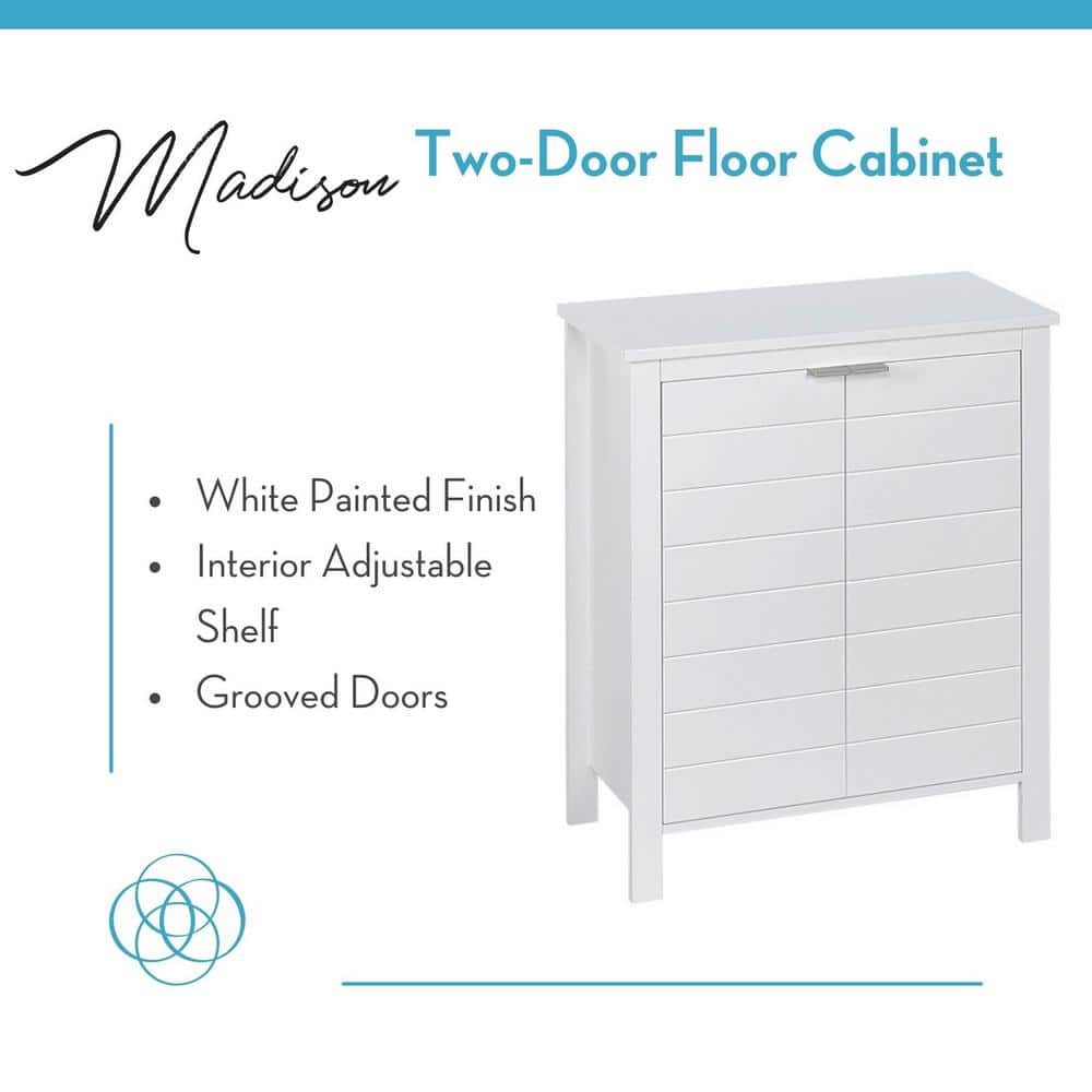 White MDF Living Room Cabinet with Adjustable Shelving
