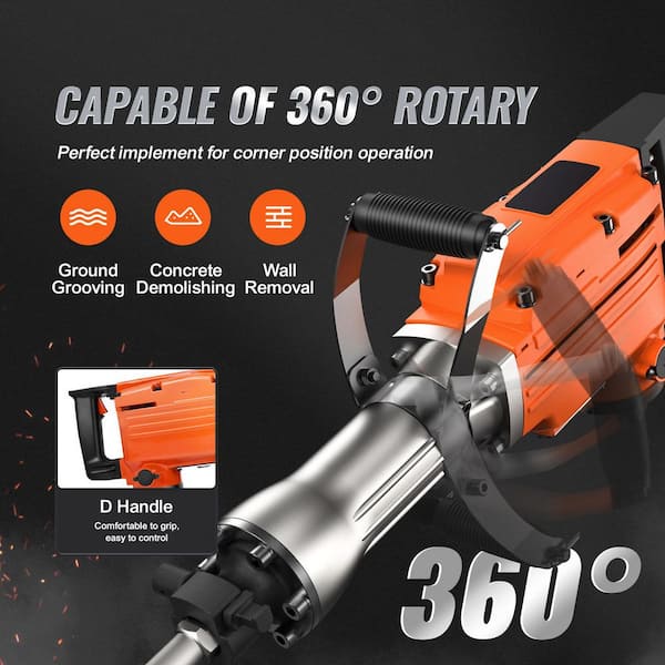 Demolition Jack Hammer, 29.29 in. x 9. 06in. with 2200W Electric Jackhammer Heavy Duty, 1350 BPM Concrete Breaker 6-pcs