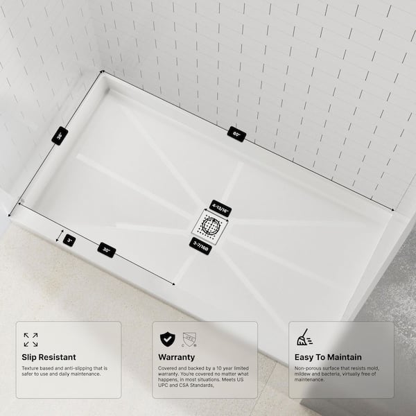 Kobiworks 36 in. L x 60 in. W x 96 in. H Alcove Shower Stall/Kit
