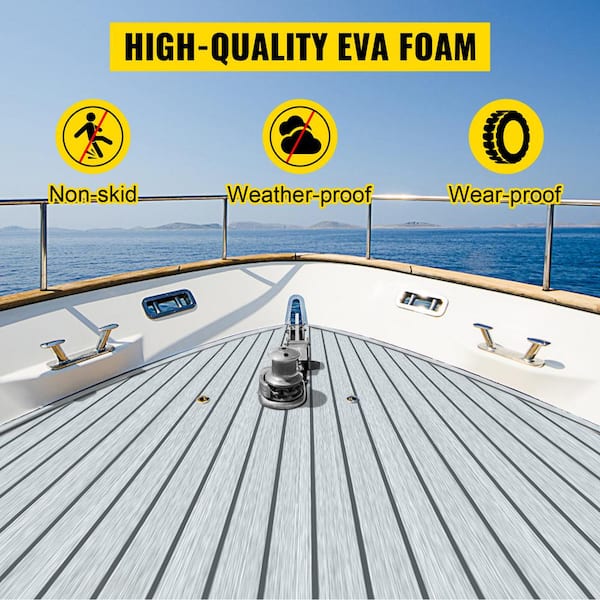 Boat Flooring Sheet EVA Foam Boat Decking Sheet Self-adhesive Marine Floor  Carpet Faux Teak Marine Mat Non-Slip Foam Boat Floor Mat Rolls Sheet for RV