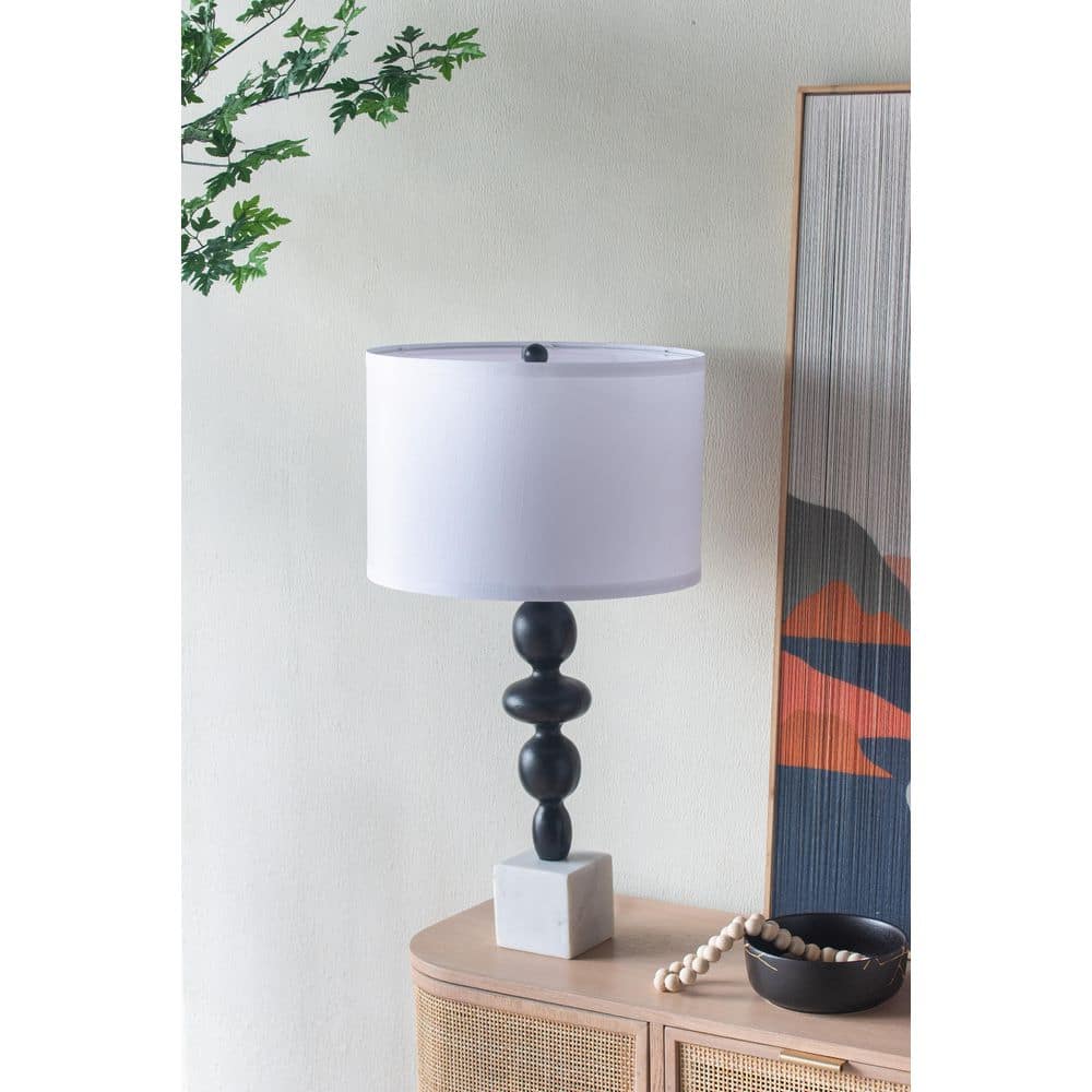 29.5 in. Black and White Table Lamp with Round Four Tiered Body (Lamp Shade Assembly Required) price history on PriceWatchPro