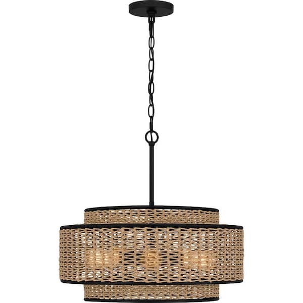 Quoizel Teton 5-Light Matte Black Shaded Pendant Light QP6161MBK