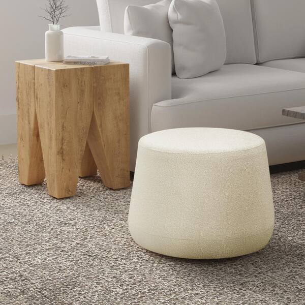 Jennifer Taylor Bridge Ivory White Polyester and Acrylic Blend Boucle  Arched Small Footstool Ottoman 84490-MBW-MY - The Home Depot