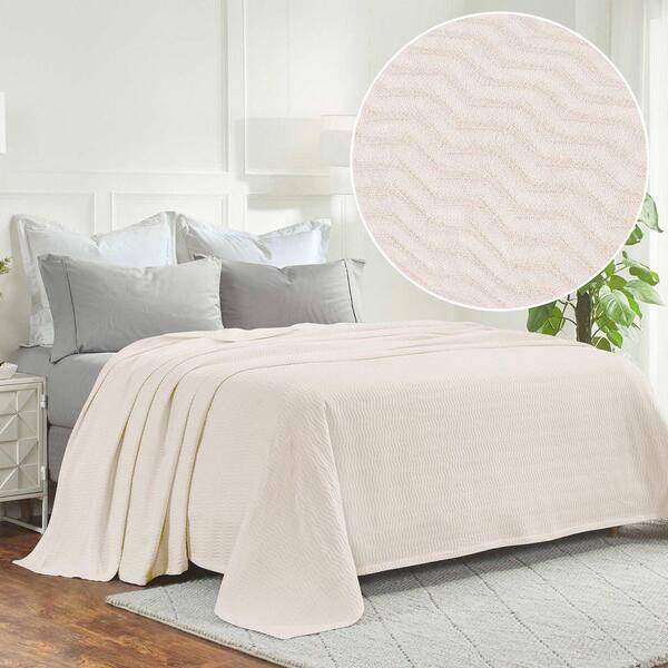 SUPERIOR Jena Ivory Cotton Textured Chevron Lightweight Woven King