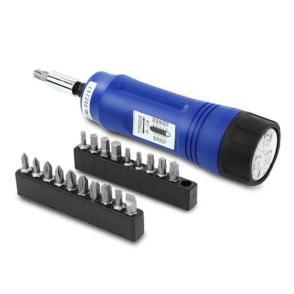 21-Piece Adjustable Torque Screwdriver 1/4 in. Drive Shank 10-50 in. /lb With Case
