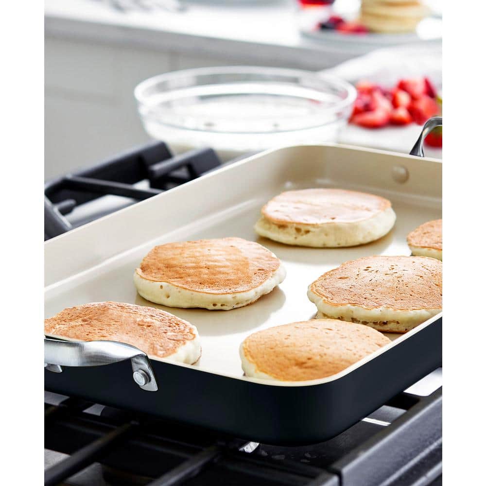 Black and White Ceramic Nonstick Double Burner Griddle Pan