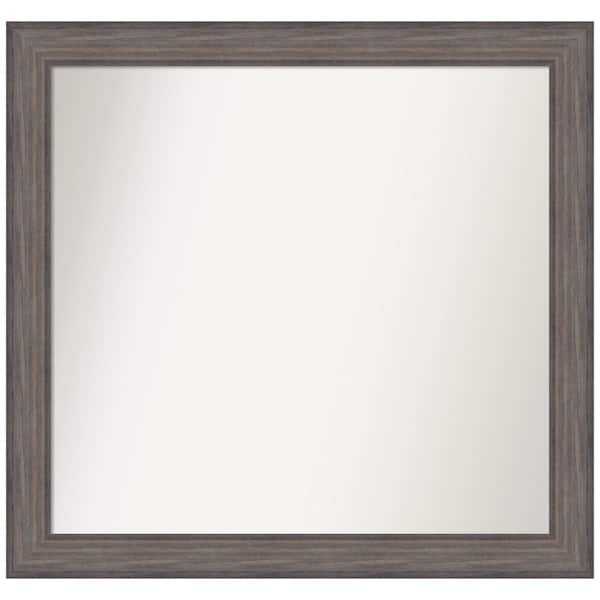 Amanti Art Medium Rectangle Distressed Brown Modern Mirror (36.25 in. H x 38.25 in. W)