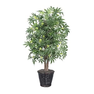 4 ft. Green Artificial Japanese Maple Other Bush in Rattan Basket
