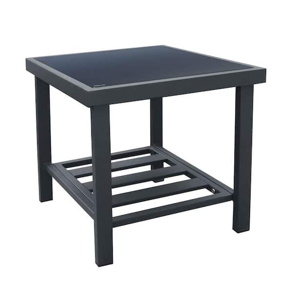 cenadinz Aluminum Outdoor Side Table with Storage Space