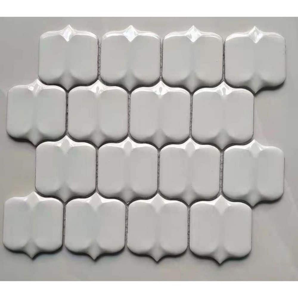 Monet Glossy White Arabesque Mosaic 12 in. x 12 in. Glazed Porcelain Decorative Tile (1.86 sq.ft/Case) price history on PriceWatchPro