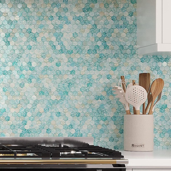Verre 11.7 in. x 11.8 in. Matte Blue Glass Mosaic Wall and Floor Tile (9.6 sq. ft./Case) - 10 pack