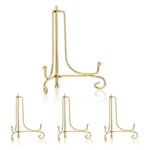 6 Inch Plate Holder Display Stand, Iron Easel Picture Frame Holder, Decorative Photo, Gold (4 Packs)