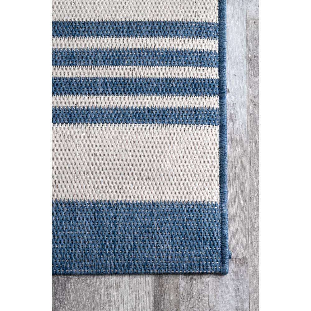 Coastal Charm Blue Stripe Synthetic 52" Outdoor Rug