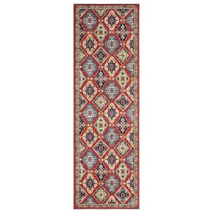 Eden Collection Panels Rust 3 ft. x 9 ft. Machine Washable Traditional Indoor Area Rug