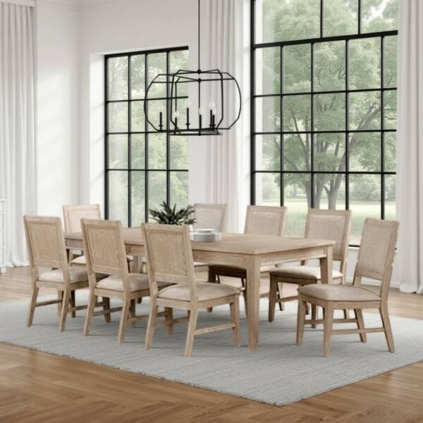 Light Oak Brown 38.5 in. 7-Piece Dining Set