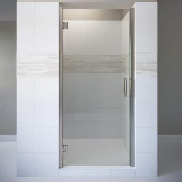 Basco Coppia 34 in. x 72 in. Semi-Frameless Pivot Shower Door in Brushed Nickel with Handle