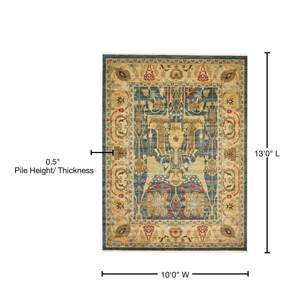 Navy Blue Rectangular Stain-Resistant Synthetic Area Rug
