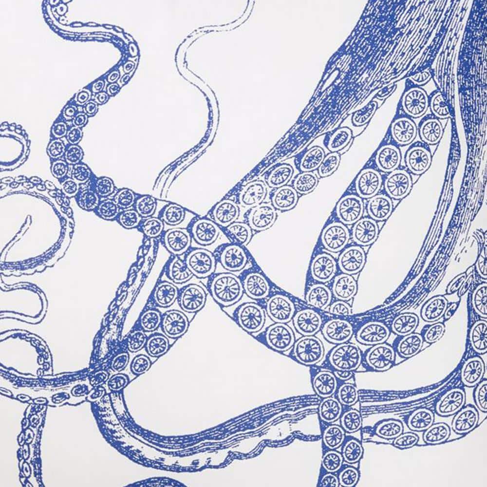Coastal Charm White and Blue Octopus 18" Square Pillow Cover