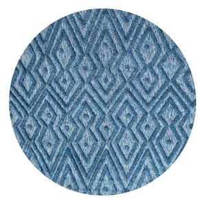 Balansat Moroccan Diamond Navy 5 ft. Round Indoor/Outdoor Area Rug