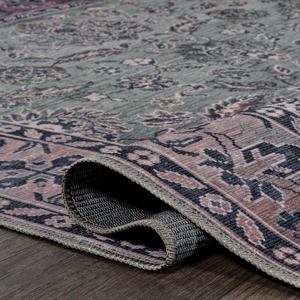 Victoria Ornate Persian Washable Gray and Purple 8x10 Area Rug
