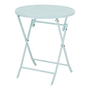 Mix and Match 24.6 in. Sea Breeze Folding Round Metal Outdoor Patio Bistro Table