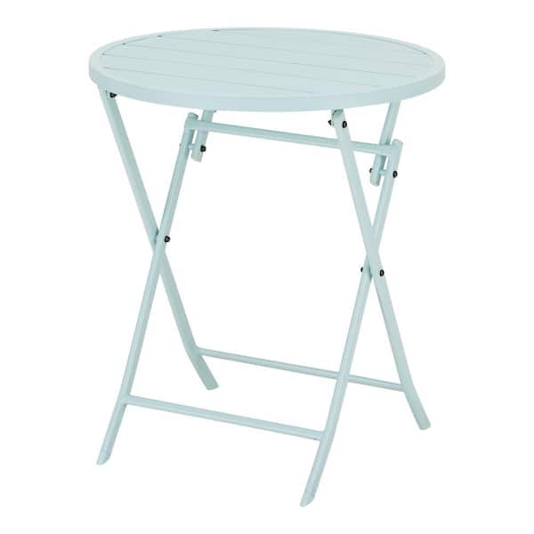 StyleWell Mix and Match 24.6 in. Sea Breeze Folding Round Metal Outdoor Patio Bistro Table
