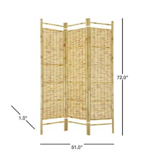6 ft. Bamboo 3-Panel Burnt Bamboo Room Divider