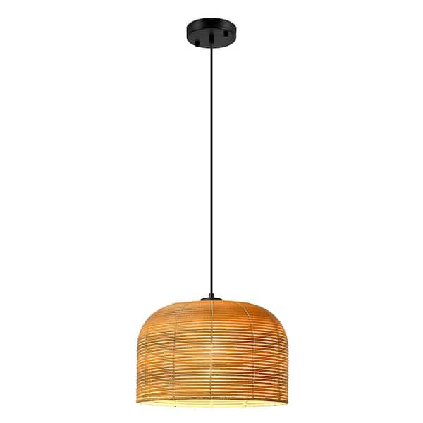 ZSMIHDOH 1-Light Boho Natural Rattan Dome Pendant for Kitchen Island Dining Room Living Room