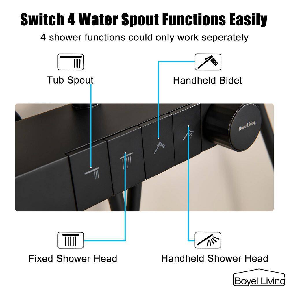 Matte Black Dual Shower Head with Handheld and Tub Spout