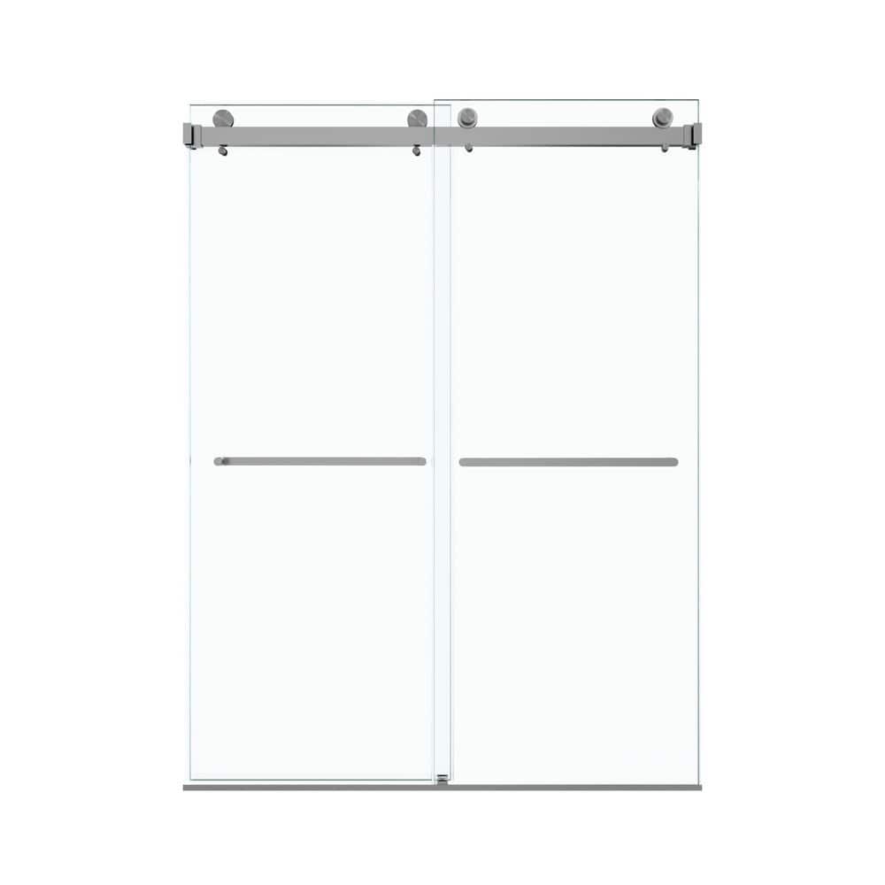 60 in. W x 80 in. H Double Sliding Frameless Shower Door in Brushed Nickel Finish with Clear Tempered Glass price history on PriceWatchPro