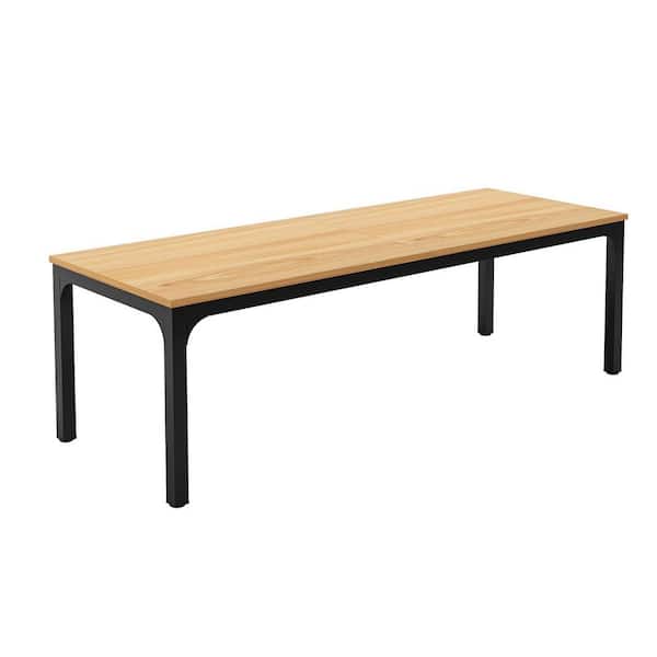 BYBLIGHT Moroni 78.7in. Rectangle Light Brown Wood Conference Table Desk Large Meeting Seminar Table with Metal Frame for Office