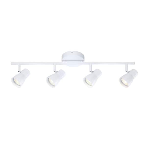24.1 in. 24W Commercial 4-Spot LED Track Lighting, White Adjustable Ceiling Fixture for Stores & Galleries