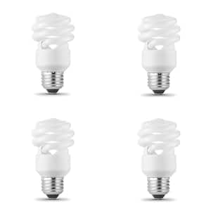 60-Watt Equivalent A19 Spiral Non-Dimmable E26 Medium Base CFL Compact Fluorescent Light Bulb, Daylight 5000K (4-Pack)