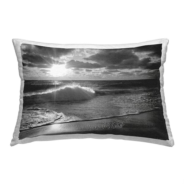 Stupell Industries Sea Waves on Shore Grey Rectangular Outdoor Throw Pillow