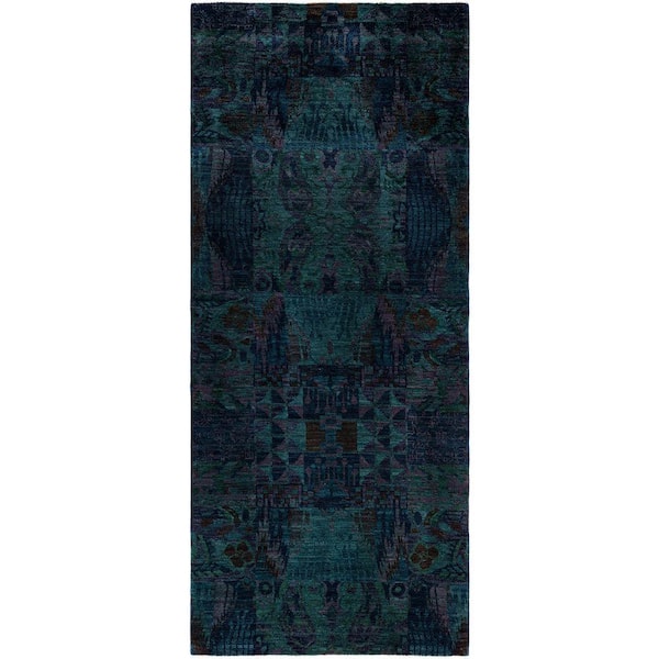 Overdyed Multi 5 ft. x 12 ft. Solid Wool Indoor Runner Rug