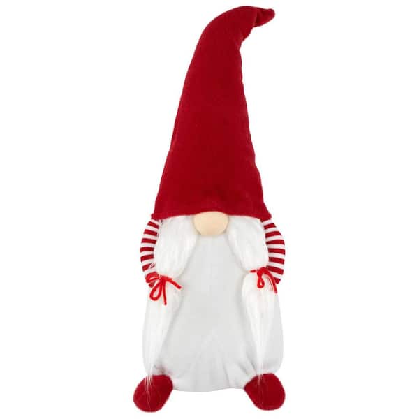 Standing Girl Gnome with Hands in Pocket Christmas Figure 20.5 in. Red and White