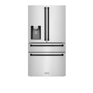 Autograph Edition 36 in. 4-Door French Door Refrigerator with Ice & Water Dispenser in Stainless Steel & Matte Black