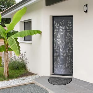 Wilson Dark Grey 18 in. x 30 in. Polyester Recycled Rubber Half Round Outdoor Front Door Mat