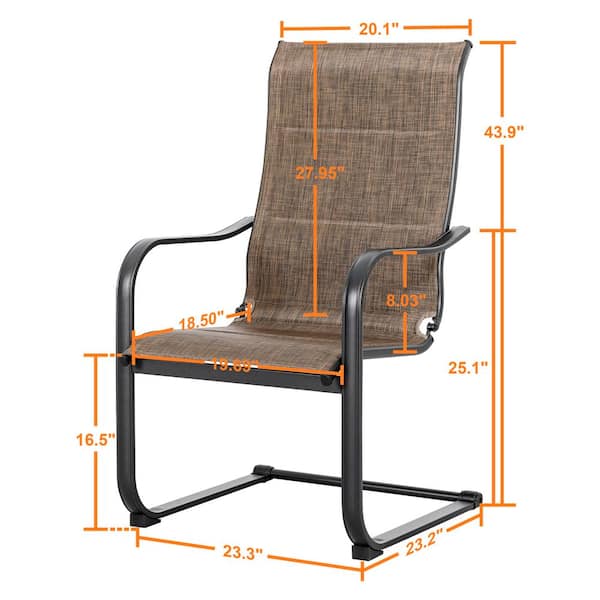 Brown Textilene Iron Outdoor Patio Dining Chairs (2-Pack)