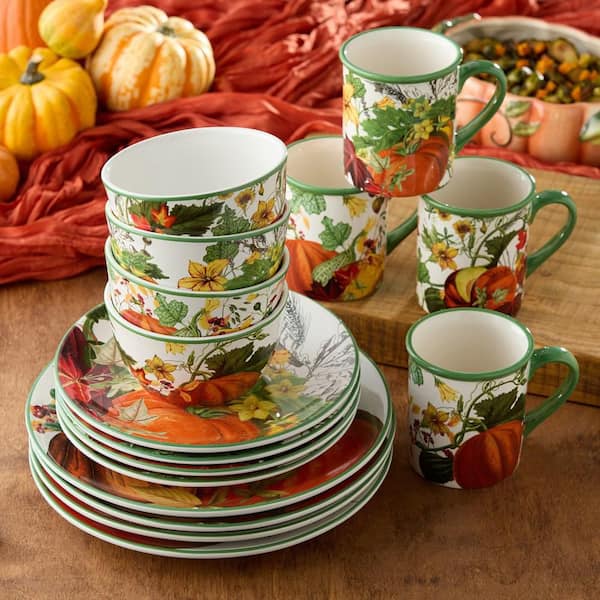  Dinnerware　Harvest Festival　プレート Certified International Harvest Fields 16-Piece Multicolored