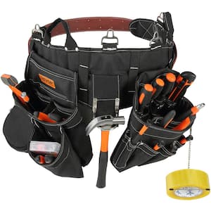 Black Tool Belt 32 Pockets Nylon Heavy Duty Tool Pouch Bag for Electrician, Carpenter, Handyman, Woodworker