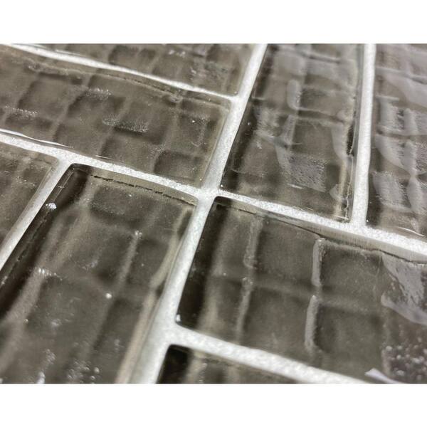 Metro Cubes Dark Gray 1 in. x 12 in. Glossy Textured Glass Floor Wall Tile (6 sq. ft./Case)