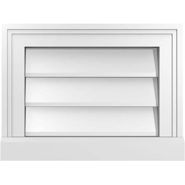 Ekena Millwork 16 in. x 12 in. Vertical Surface Mount PVC Gable Vent: Decorative with Brickmould Sill Frame