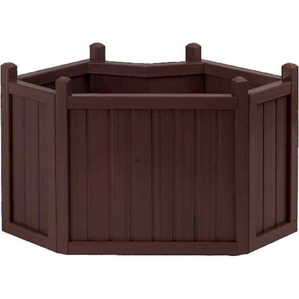 Unbranded 34 in. Smoke All Weather Composite Corner Planter