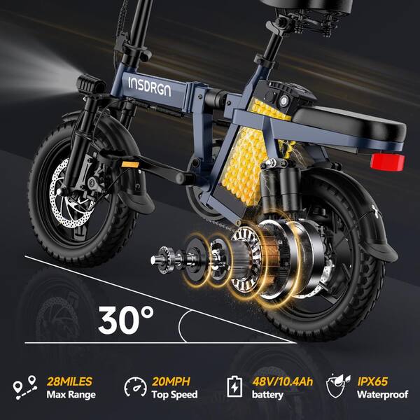 14 in. Folding Electric Bicycle, Classic Blue 48 V / 10.4 Ah, Electric Bicycles for Adults GM-L-71 - The Home Depot 14 in. Folding Electric Bicycle, Classic Blue 48 V / 10.4 Ah, Electric Bicycles for Adults GM-L-71 - The Home Depot