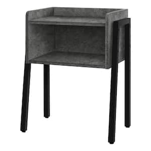 Basics Round Storage End Table, Side Table with Cloth Basket,  Charcoal/Heather Gray, 17.7 x 17.7 x 18.9 in