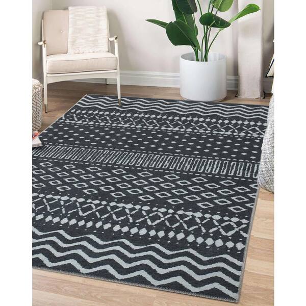  Area Rugs for Living Room 4x6 Washable Stain Resistant No  Crease Rubber Backing- Non Slip Printed Rug - Bedroom Kitchen & Dining Room  Carpet Mat - Vintage Floor Family & Pet